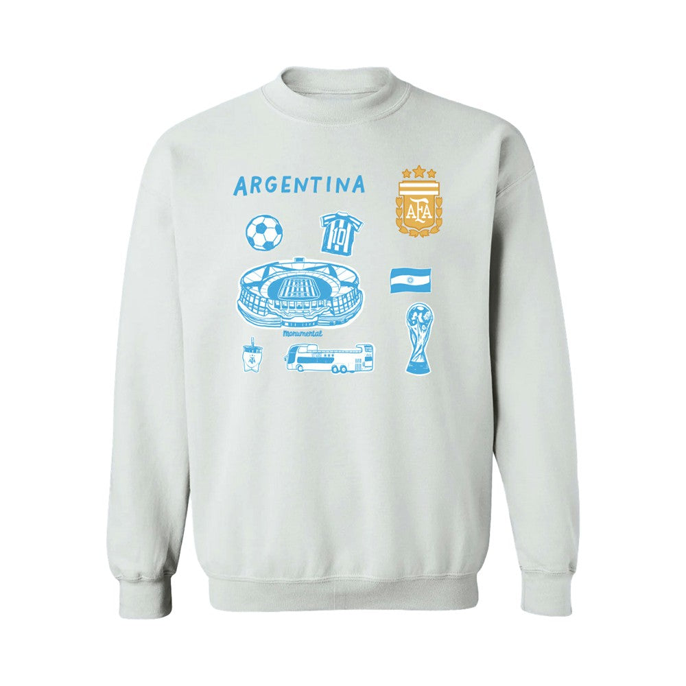 Argentina National Team Vive La Fete Women's Impressions Icons Sweatshirt - White