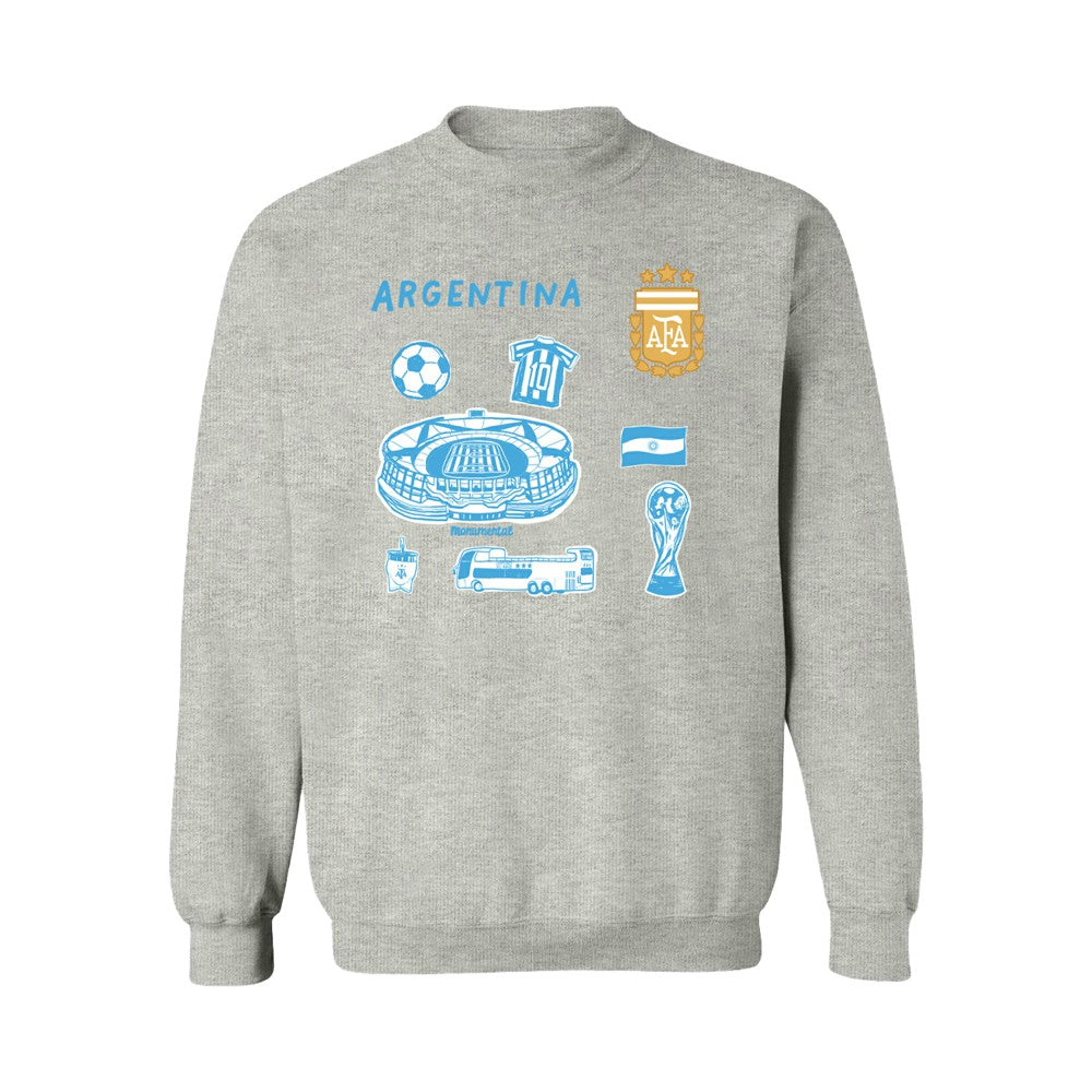 Argentina National Team Vive La Fete Women's Impressions Icons Sweatshirt - Gray