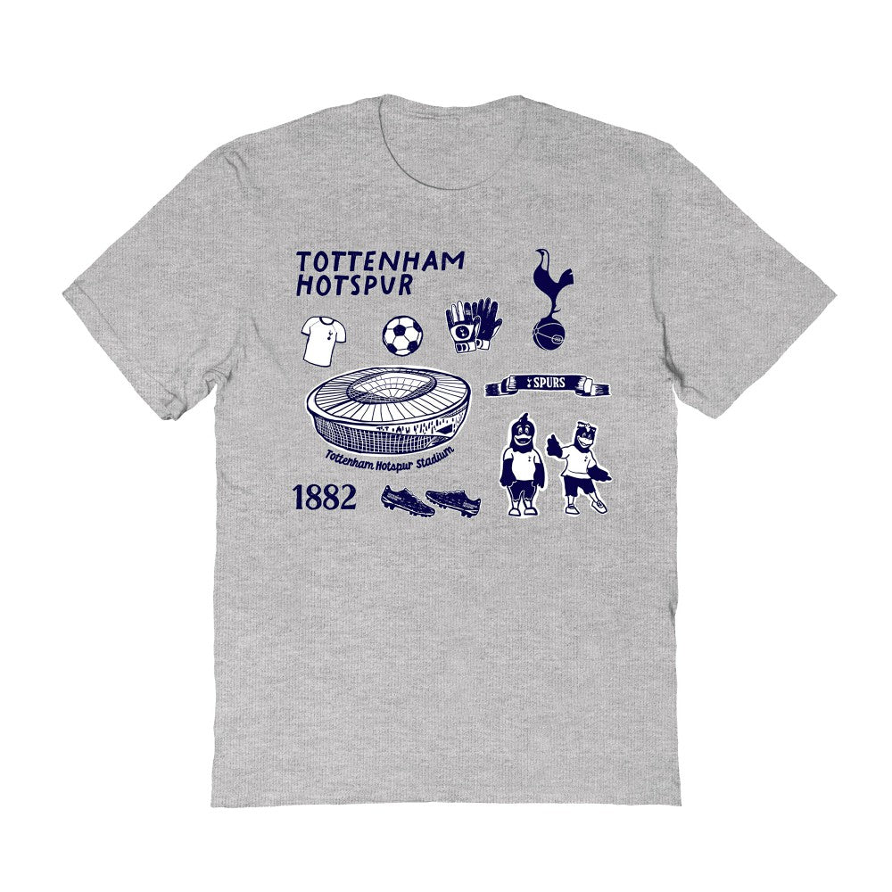 Tottenham Hotspur Vive La Fete Women's Impressions Icons T-Shirts - Gray