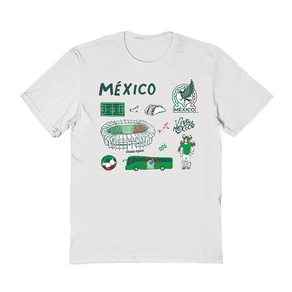 Mexico National Team Vive La Fete Women's Impressions Icons T-Shirts - White