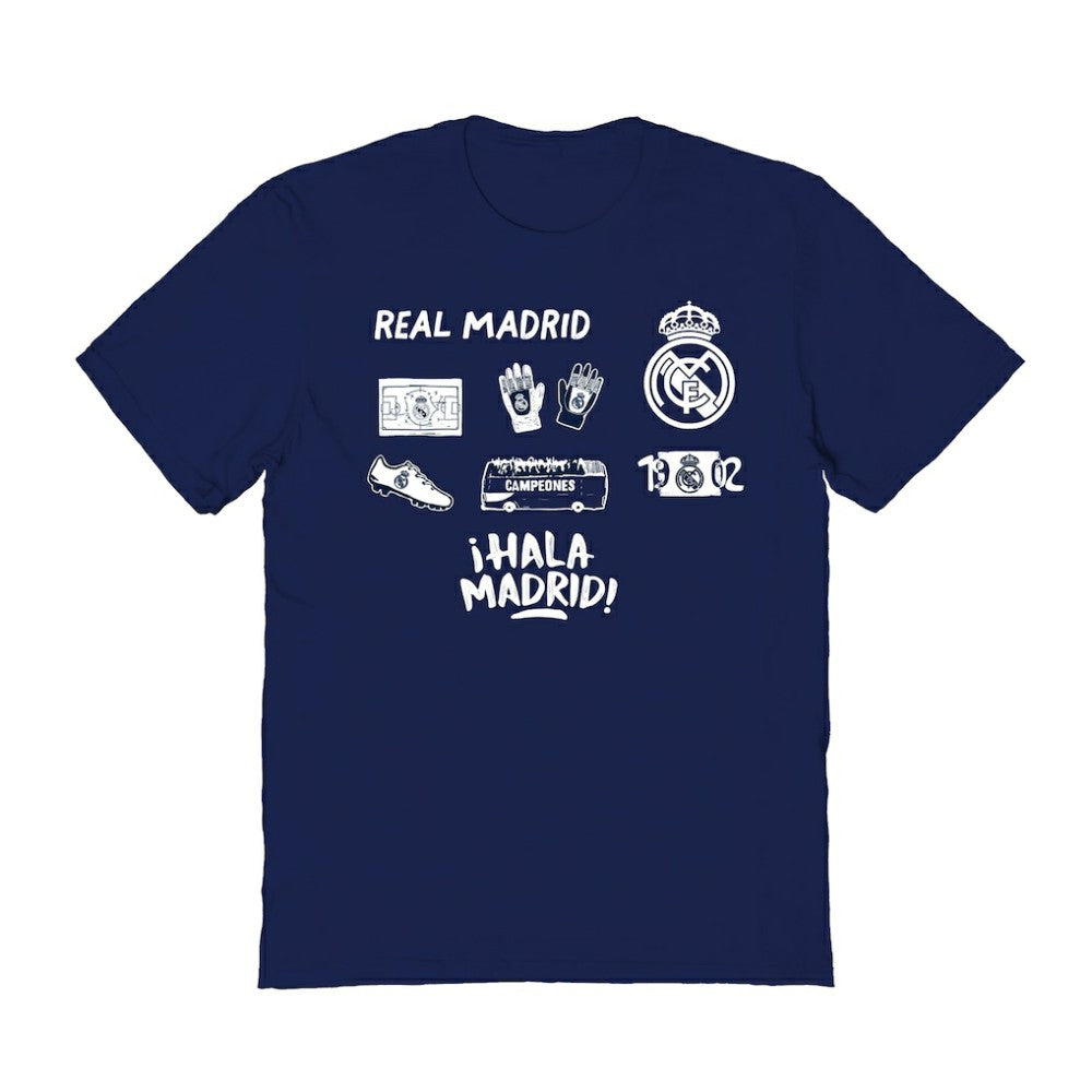 Real Madrid Vive La Fete Women's Impressions Icons T-Shirts - Navy
