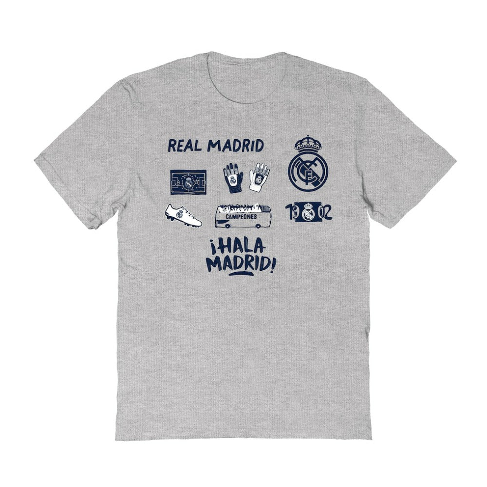 Real Madrid Vive La Fete Women's Impressions Icons T-Shirts - Gray