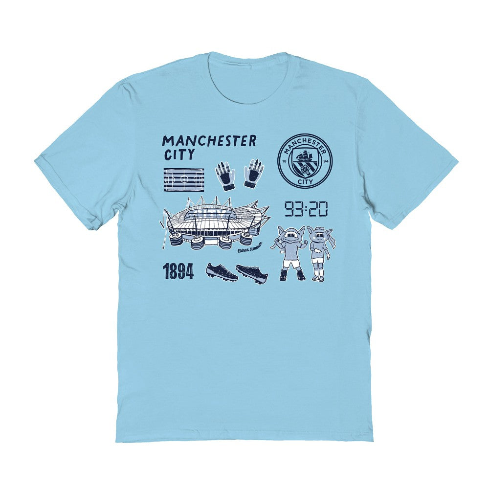 Manchester City Vive La Fete Women's Impressions Icons T-Shirts - Light Blue
