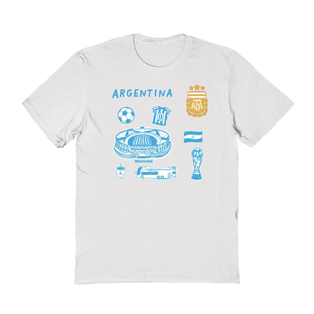 Argentina National Team Vive La Fete Women's Impressions Icons T-Shirts - White
