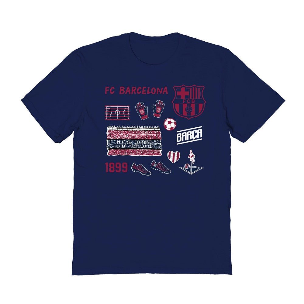 Barcelona Vive La Fete Women's Impressions Icons T-Shirts - Navy