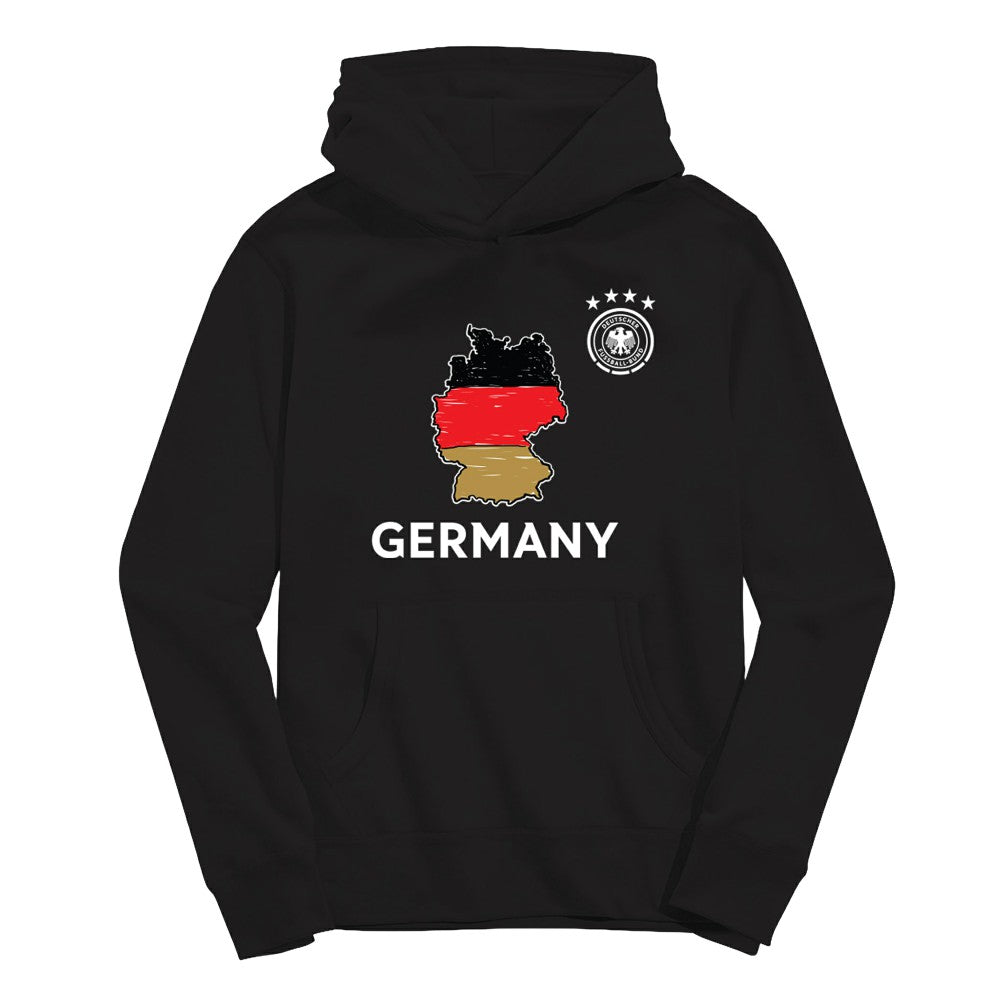 Germany National Team Vive La Fete Youth Map Style Hoodie - Black