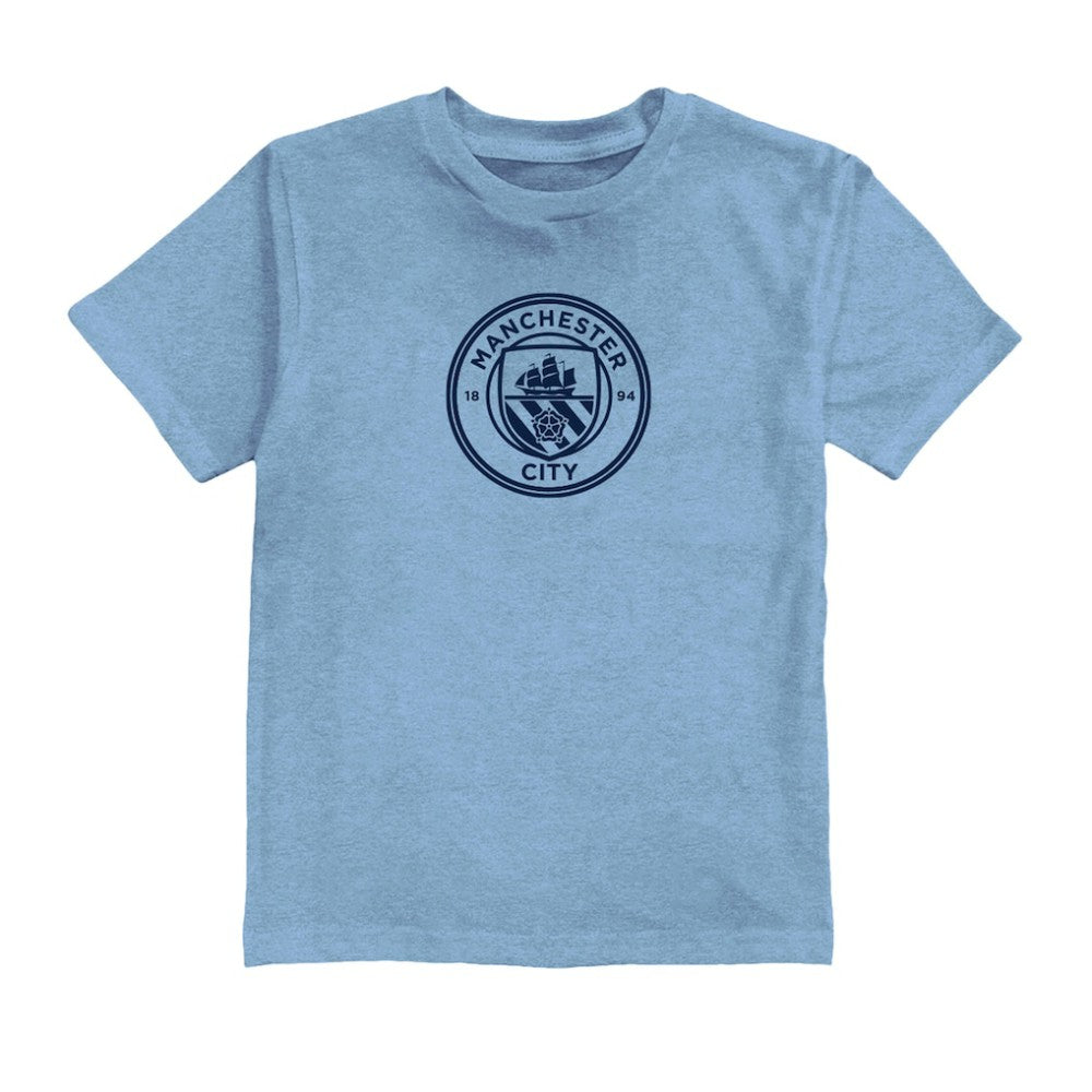 Erling Haaland Manchester City Vive La Fete Youth Player Name & Number Color Badge T-Shirts - Light Blue