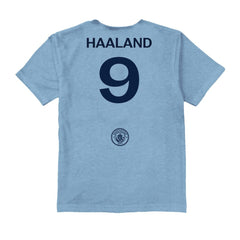 Erling Haaland Manchester City Vive La Fete Youth Player Name & Number Color Badge T-Shirts - Light Blue