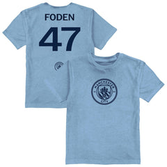 Phil Foden Manchester City Vive La Fete Youth Player Name & Number Color Badge T-Shirts - Light Blue