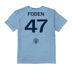 Phil Foden Manchester City Vive La Fete Youth Player Name & Number Color Badge T-Shirts - Light Blue