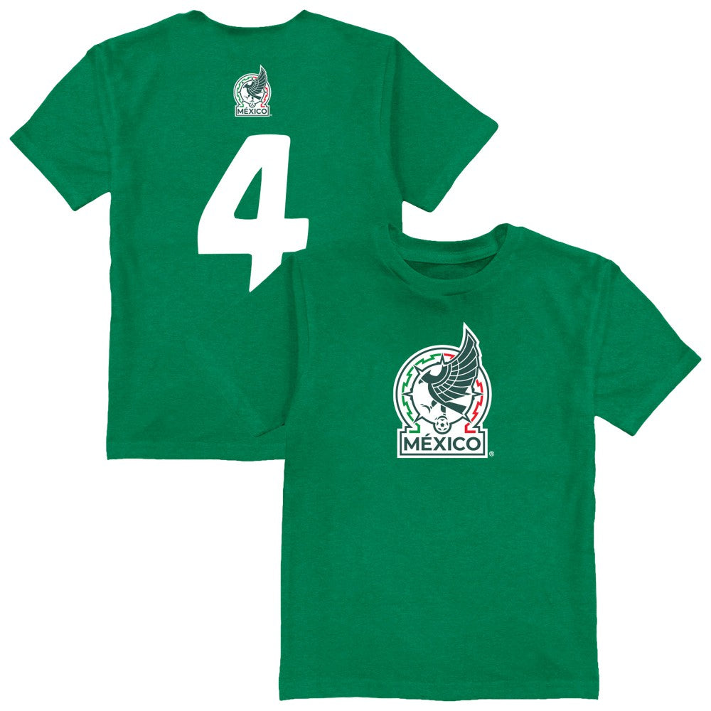 Edson Álvarez Mexico National Team Vive La Fete Youth Player Name & Number Color Badge T-Shirts - Green