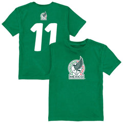 Santiago Gimenez Mexico National Team Vive La Fete Youth Player Name & Number Color Badge T-Shirts - Green
