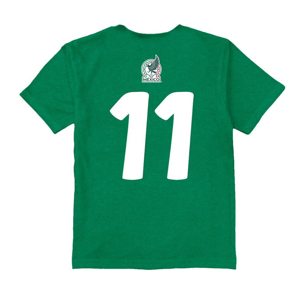 Santiago Gimenez Mexico National Team Vive La Fete Youth Player Name & Number Color Badge T-Shirts - Green