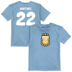 Lautaro Martinez Argentina National Team Vive La Fete Youth Player Name & Number Color Badge T-Shirts - Light Blue