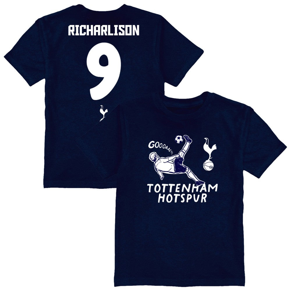 Richarlison Tottenham Hotspur Vive La Fete Youth Player Name & Number Chilena Style T-Shirts - Navy