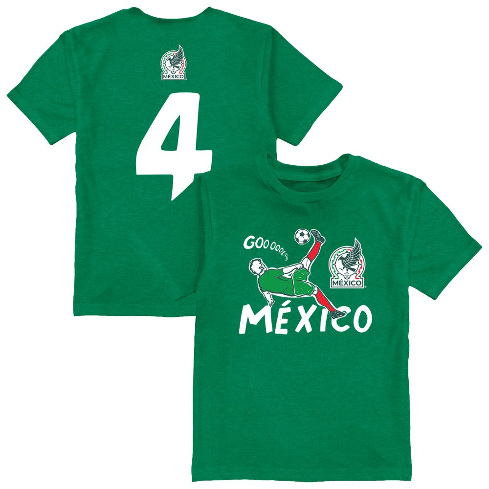 Edson Álvarez Mexico National Team Vive La Fete Youth Player Name & Number Chilena Style T-Shirts - Green
