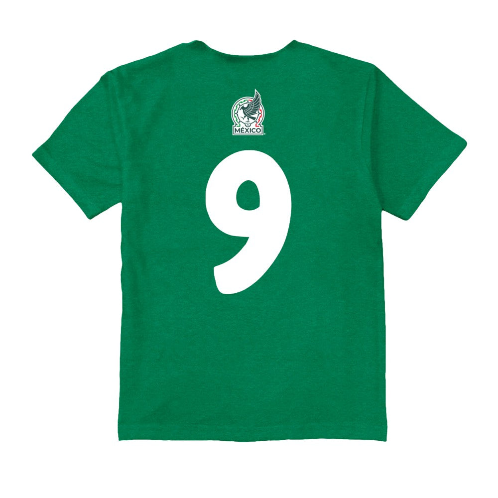 Raúl Jiménez Mexico National Team Vive La Fete Youth Player Name & Number Chilena Style T-Shirts - Green