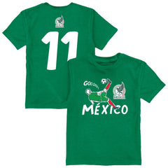 Santiago Gimenez Mexico National Team Vive La Fete Youth Player Name & Number Chilena Style T-Shirts - Green