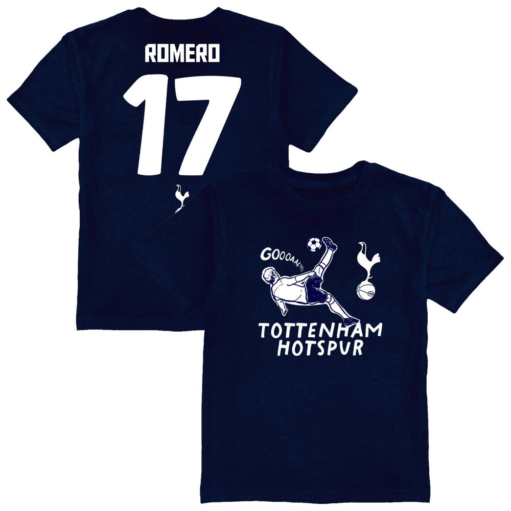 Cristian Romero Tottenham Hotspur Vive La Fete Youth Player Name & Number Chilena Style T-Shirts - Navy