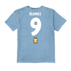Julián Álvarez Argentina National Team Vive La Fete Youth Player Name & Number Chilena Style T-Shirts - Light Blue