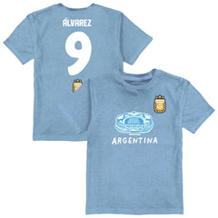 Julián Álvarez Argentina National Team Vive La Fete Youth Player Name & Number Stadium Style T-Shirts - Light Blue