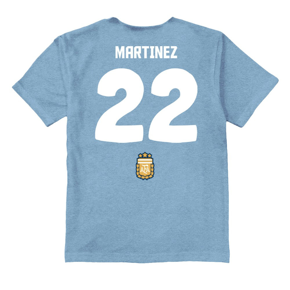 Lautaro Martinez Argentina National Team Vive La Fete Youth Player Name & Number Stadium Style T-Shirts - Light Blue