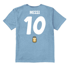 Lionel Messi Argentina National Team Vive La Fete Youth Player Name & Number Stadium Style T-Shirts - Light Blue
