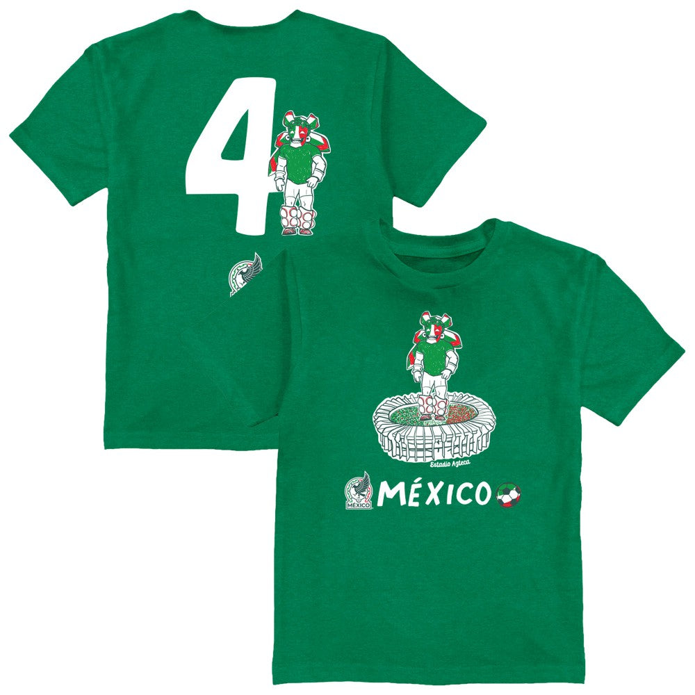 Edson Álvarez Mexico National Team Vive La Fete Youth Player Name & Number Stadium Style T-Shirts - Green