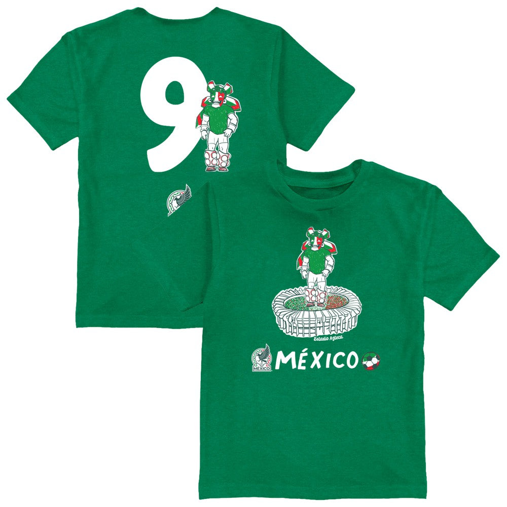 Raúl Jiménez Mexico National Team Vive La Fete Youth Player Name & Number Stadium Style T-Shirts - Green
