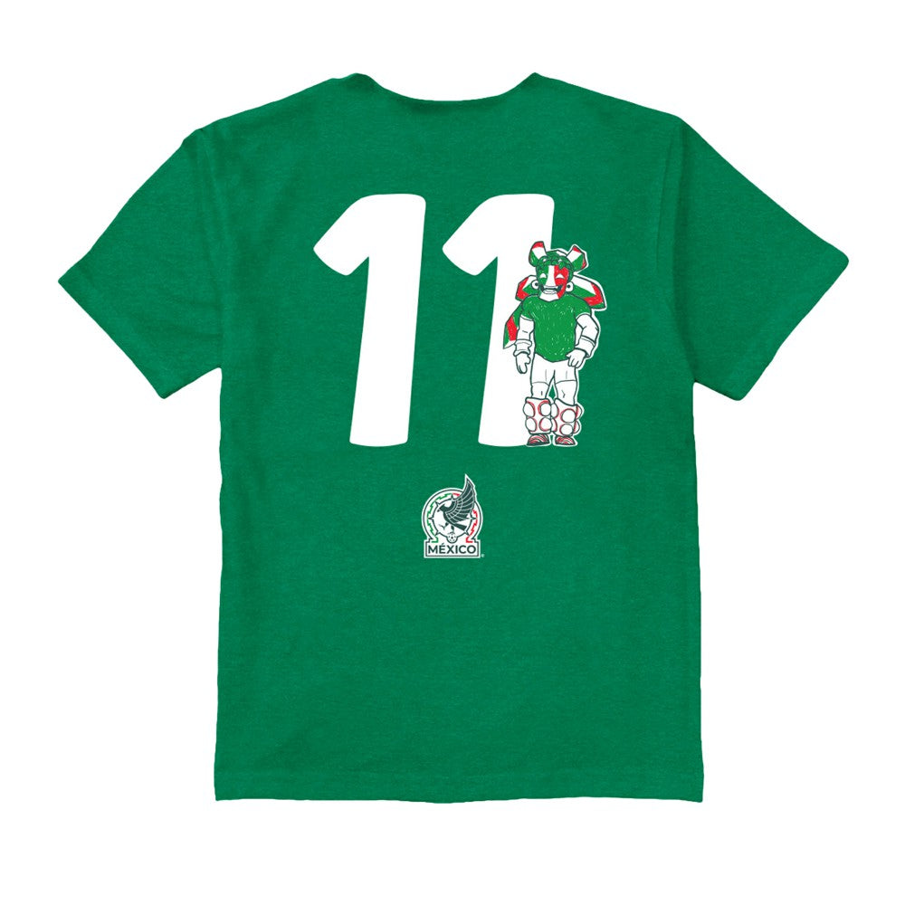 Santiago Gimenez Mexico National Team Vive La Fete Youth Player Name & Number Stadium Style T-Shirts - Green