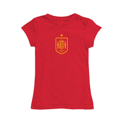 Spain National Team Vive La Fete Girls Youth Color Badge Fitted T-Shirts - Red