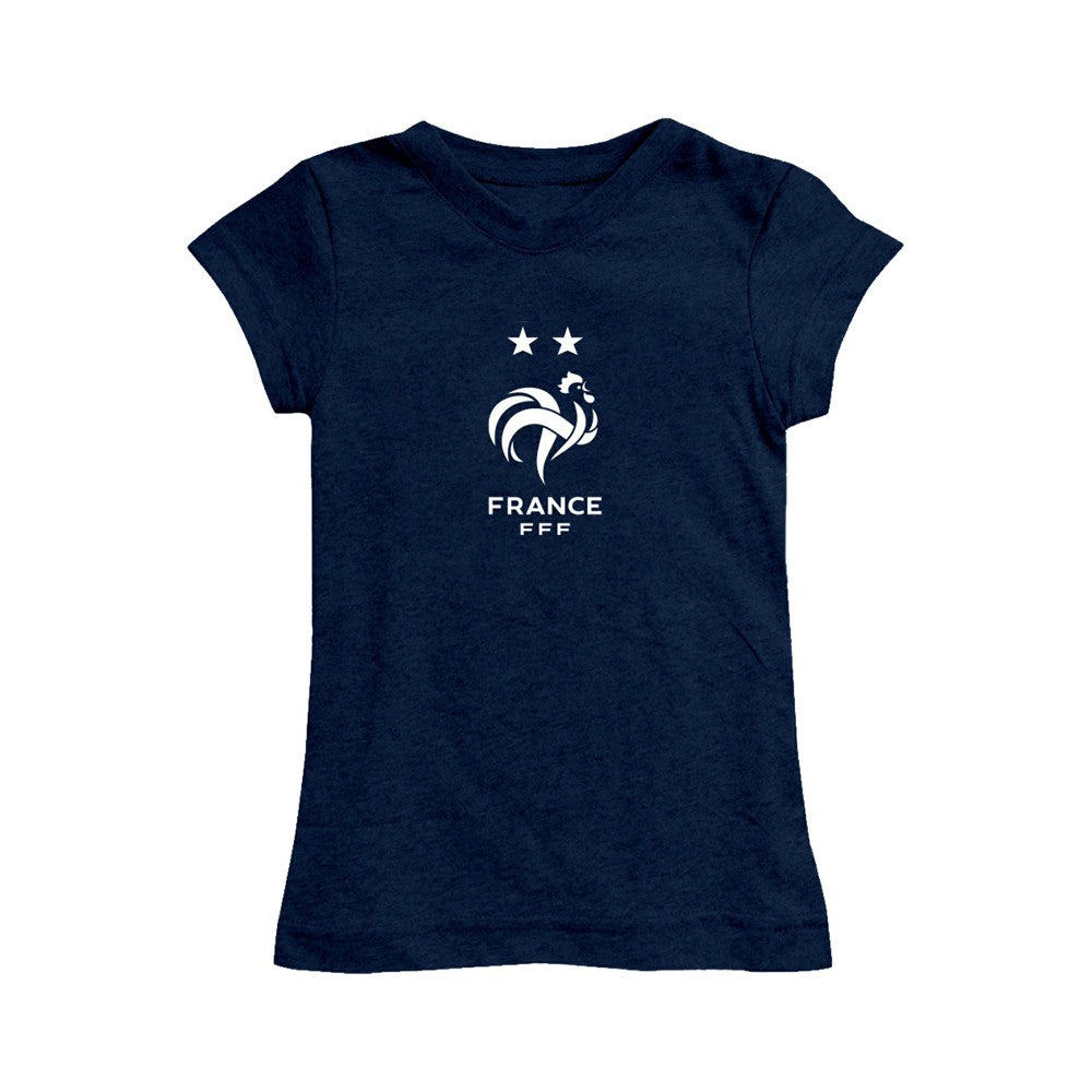 France National Team Vive La Fete Girls Youth Color Badge Fitted T-Shirts - Navy