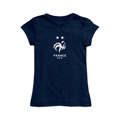 France National Team Vive La Fete Girls Youth Color Badge Fitted T-Shirts - Navy