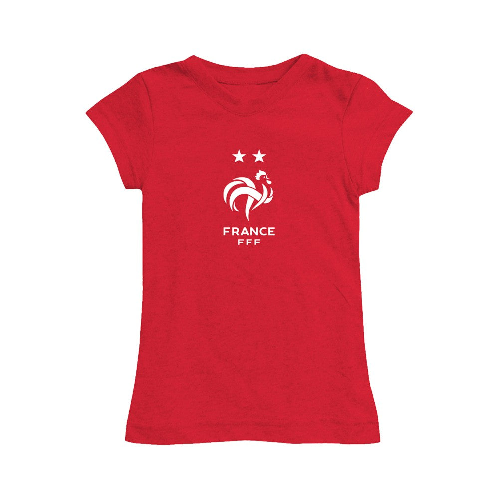 France National Team Vive La Fete Girls Youth Color Badge Fitted T-Shirts - Red