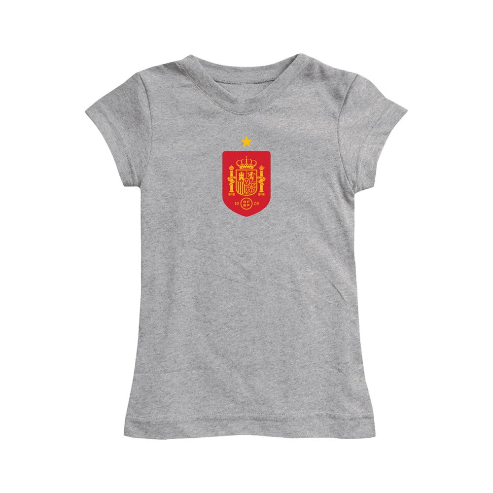 Spain National Team Vive La Fete Girls Youth Color Badge Fitted T-Shirts - Gray