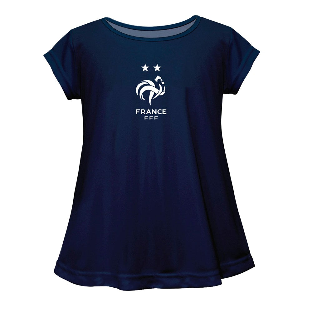France National Team Vive La Fete Girls Youth Color Badge A-Line Top - Navy