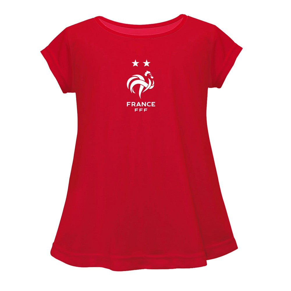 France National Team Vive La Fete Girls Youth Color Badge A-Line Top - Red