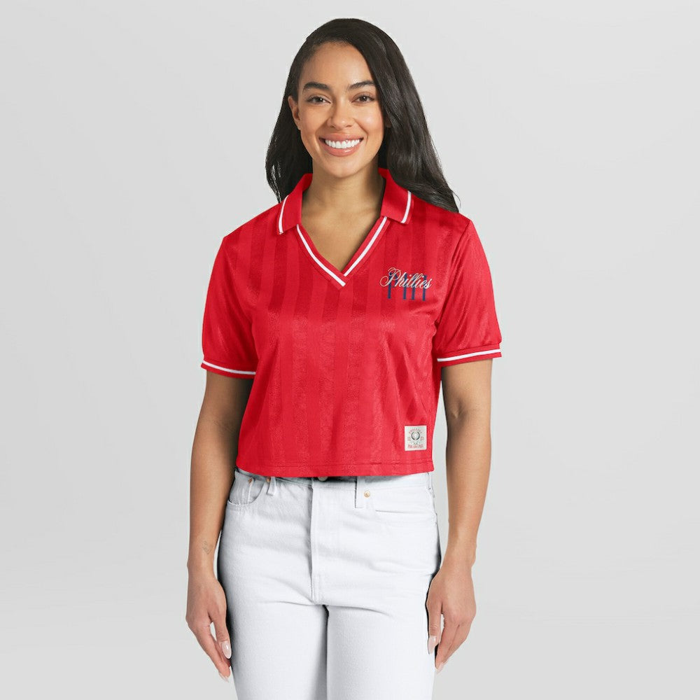 Philadelphia Phillies WEAR by Erin Andrews Women's Cropped Polo Sale