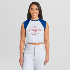 Los Angeles Dodgers WEAR by Erin Andrews Women's Cooperstown Cropped Raglan Tank Top Near Me