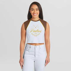 San Diego Padres WEAR by Erin Andrews Women's Cooperstown Cropped Raglan Tank Top Online