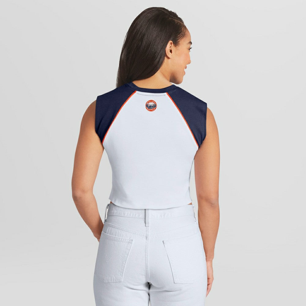 Houston Astros WEAR by Erin Andrews Women's Cooperstown Cropped Raglan Tank Top Online