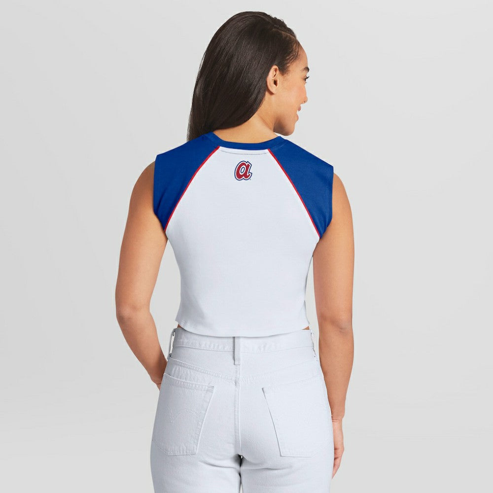 Atlanta Braves WEAR by Erin Andrews Women's Cooperstown Cropped Raglan Tank Top Near Me