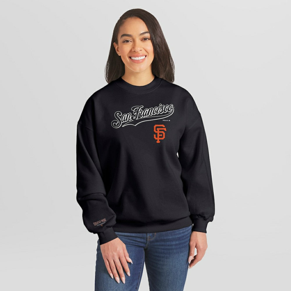 San Francisco Giants WEAR by Erin Andrews Women's Heavyweight Crew Neck Sweatshirt On Sale