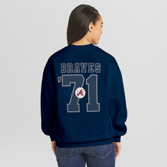 Atlanta Braves WEAR by Erin Andrews Women's Heavyweight Crew Neck Sweatshirt On Sale