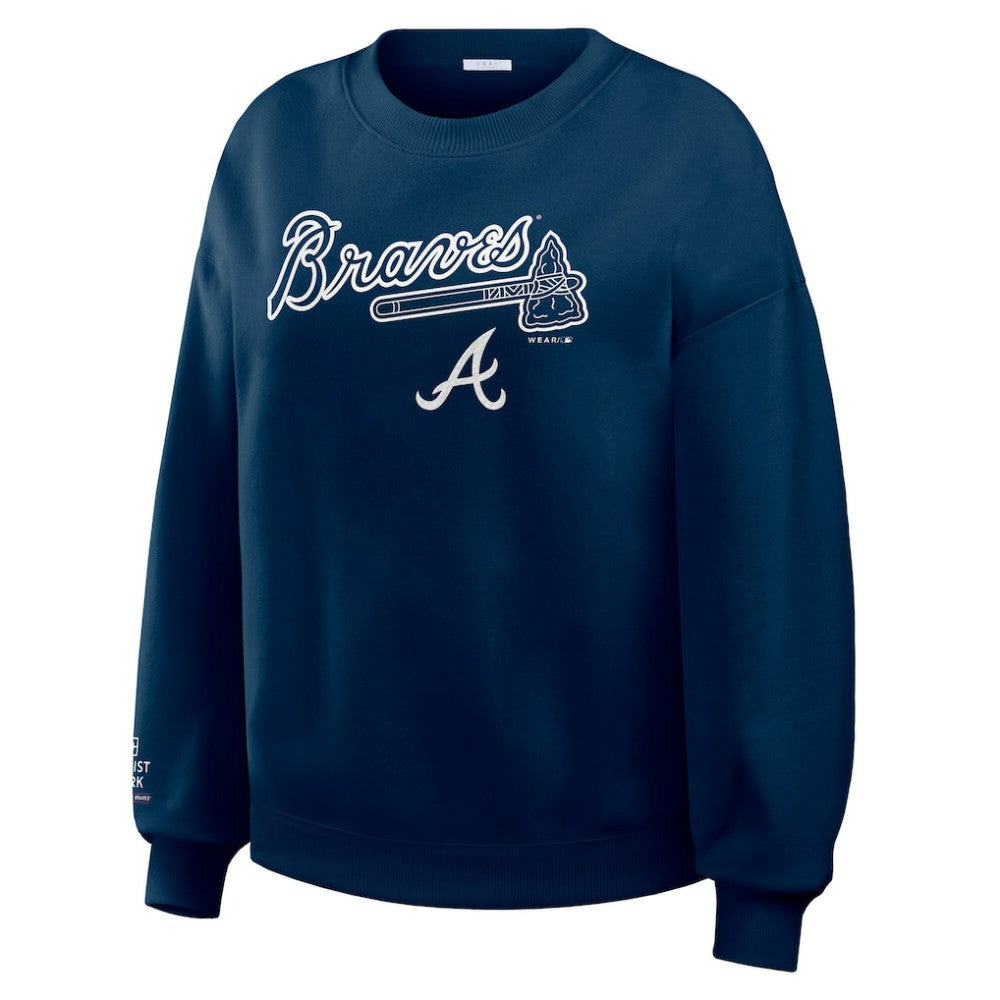 Atlanta Braves WEAR by Erin Andrews Women's Heavyweight Crew Neck Sweatshirt On Sale