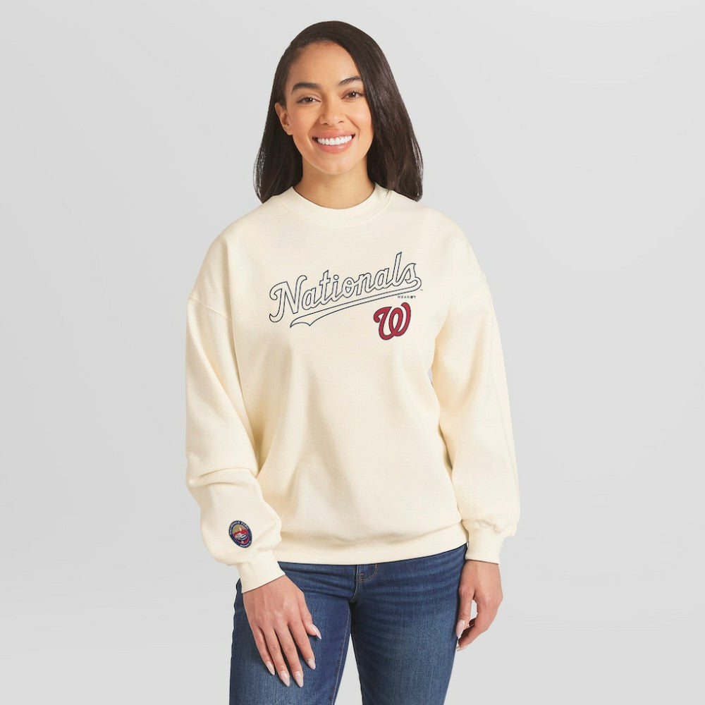 Washington Nationals WEAR by Erin Andrews Women's Heavyweight Crew Neck Sweatshirt discount