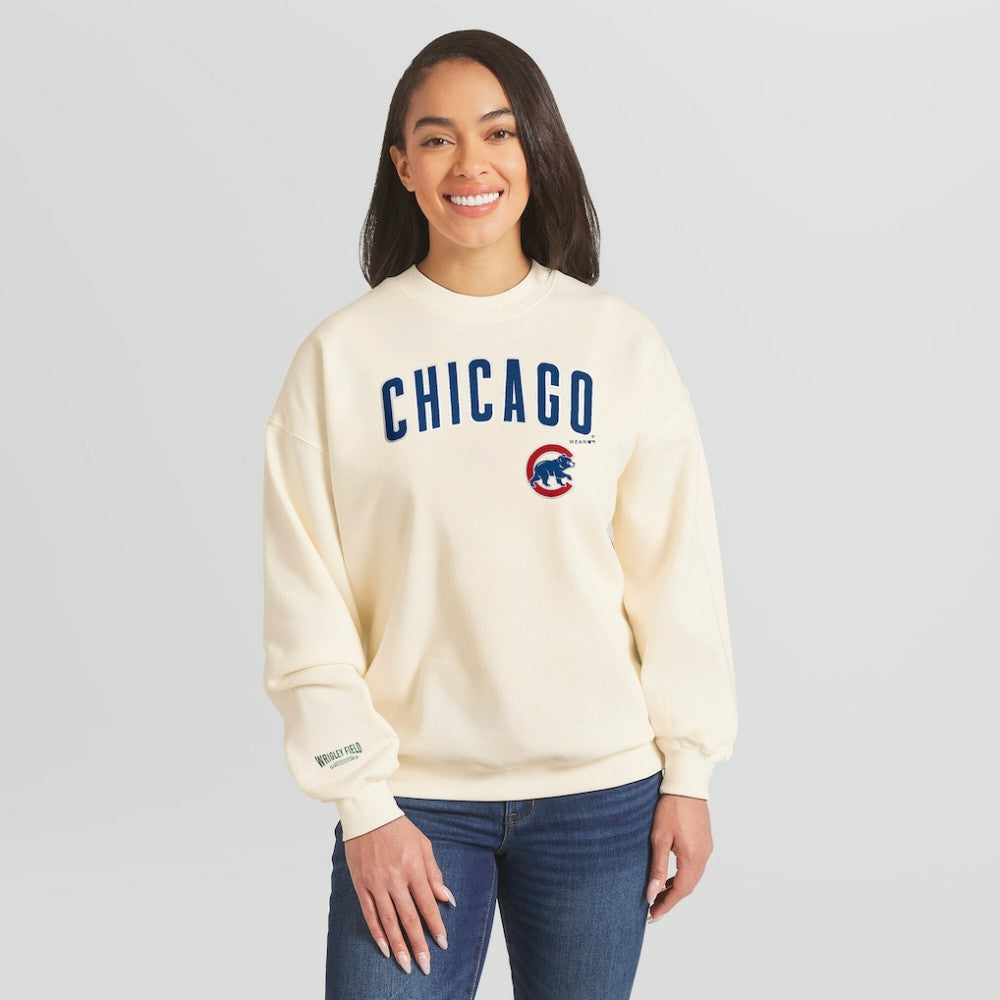 Chicago Cubs WEAR by Erin Andrews Women's Heavyweight Crew Neck Sweatshirt Sale