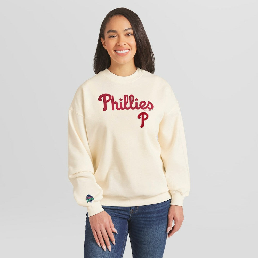 Philadelphia Phillies WEAR by Erin Andrews Women's Heavyweight Crew Neck Sweatshirt for sale