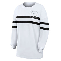 Baltimore Orioles WEAR by Erin Andrews Women's Oversized Long Sleeve Striped T-Shirt for sale