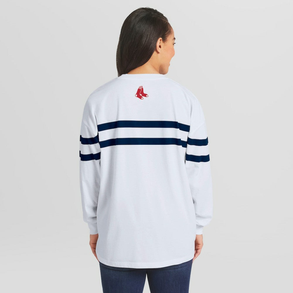 Boston Red Sox WEAR by Erin Andrews Women's Oversized Long Sleeve Striped T-Shirt Near Me